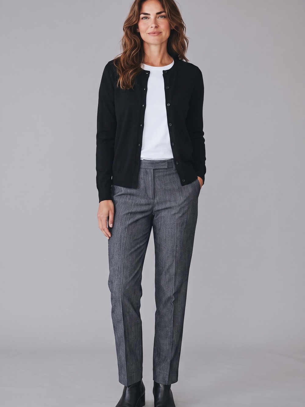 Sandro Straight-Leg Trousers in charcoal denim look